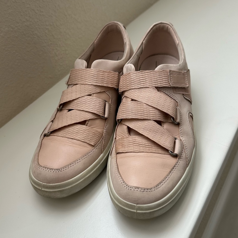 Ecco Soft 7 Wedge Strap Sneakers Leather Nubuck Rose Pink Size 41 US 10